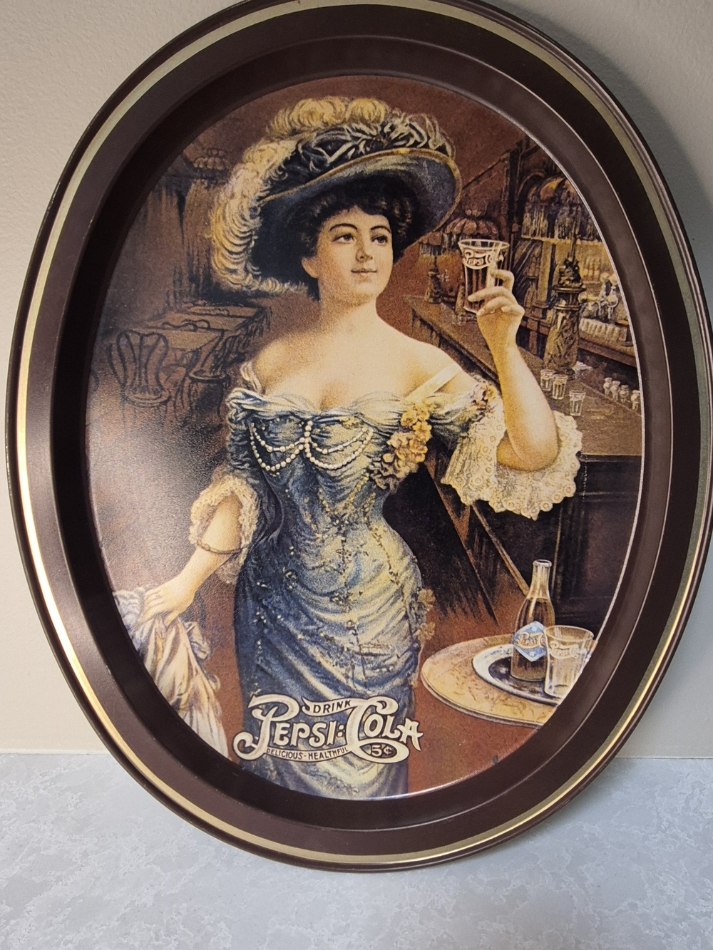 Vintage Pepsi-Cola Lady Oval Serving Tray - Blue Dress